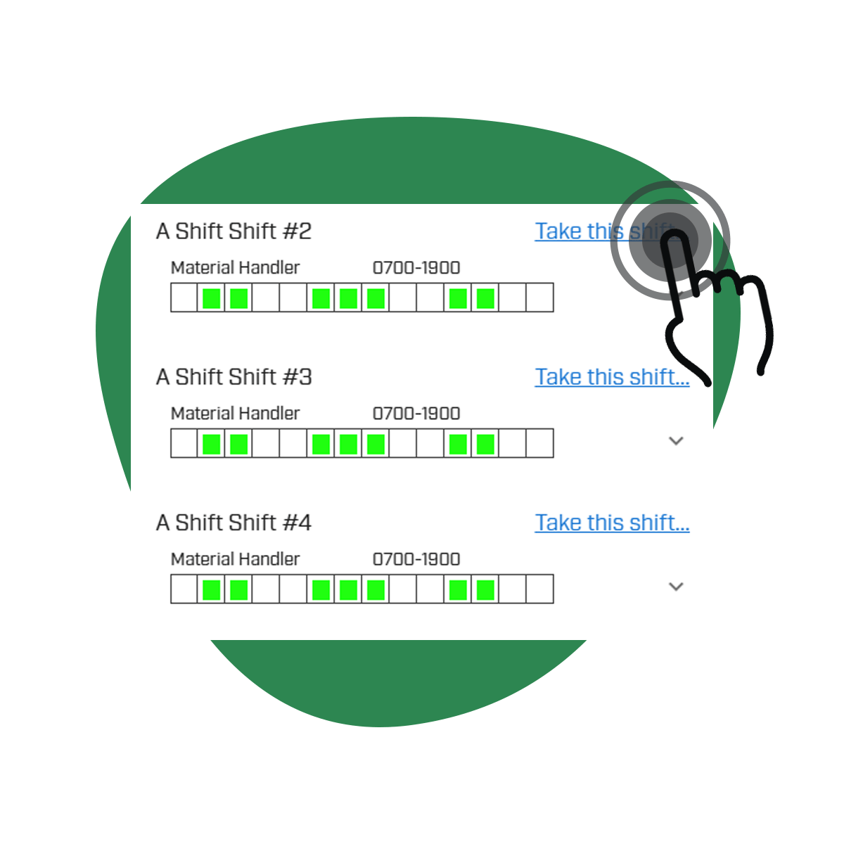 employee selecting shift on device-min employee selecting shift on device