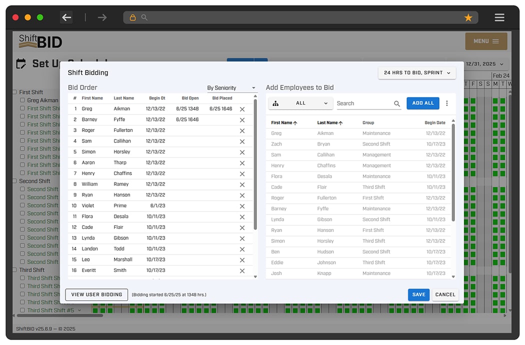 shiftbid software on browser